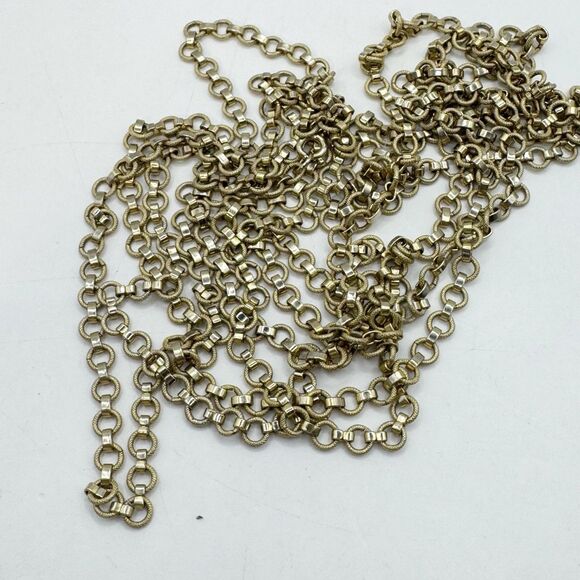 Vintage Rope Length Long Unique Chains Necklace Book Chain Chunky 88” Gold Tone - Picture 7 of 8